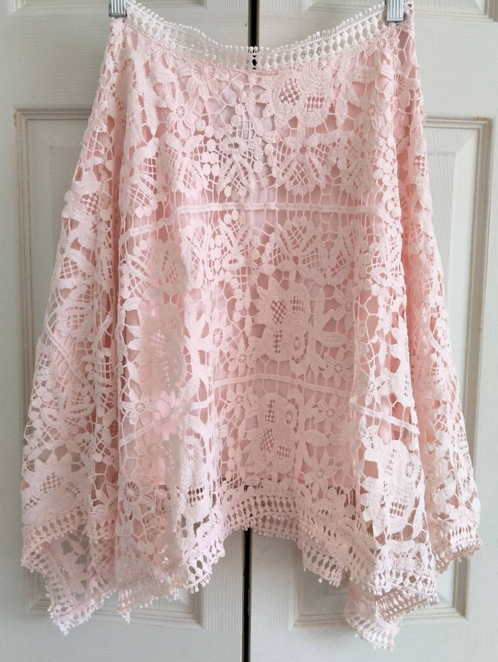 Delicate Pink Crochet Lace Skirt